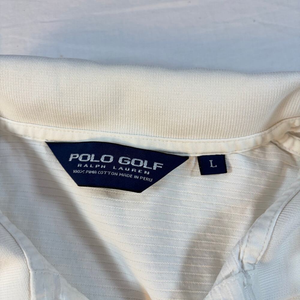 Polo golf Ralph Lauren mens cream texture polo. blue pony. Size L. preppy, - Picture 3 of 6